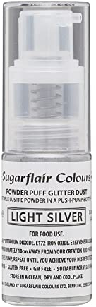 Sugarflair Light Silver Edible Glitter Dust Spray (Non-Aerosol) - Add a Shimmering Lustre Sparkle to Cakes, Cupcakes, Chocolate, Baking, Desserts, Ice Cream, Drinks, Cocktails and more - 10g