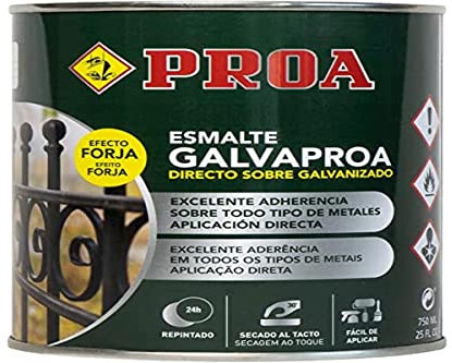 Esmalte Forja directo sobre galvanizado o hierro. Galvaproa Forja. GRIS PERLA 750ML.
