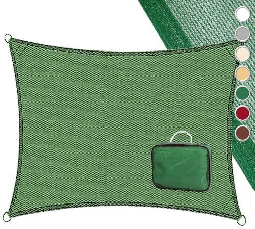 LOLAhome Toldo Vela de Sombra ANTICHARCOS | 3,5x5 m Rectangular Verde | Fibras Alta Resistencia 200gr/m² HDPE, Protección UV, Transpirable | para Exteriores: Jardín, Patio, Terraza