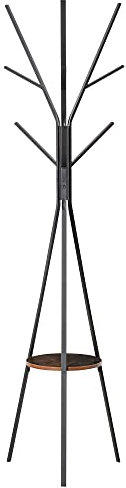 HOMCOM Porte-manteau trépied design contemporain branches étagère + 9 patères dim. 45L x 45l x 180H cm métal marron