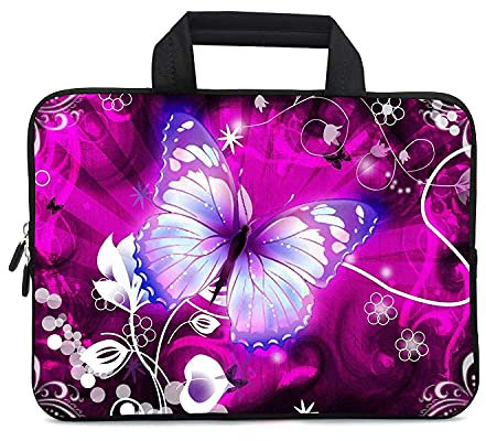 XMBFZ Laptop-Tragetasche, 30,5 cm (11,6 Zoll), Chromebook, Notebook, Ultrabook-Tasche, Tablet-Hülle, Reise-Aktentasche mit Griff, für Männer und Frauen (Schmetterling)