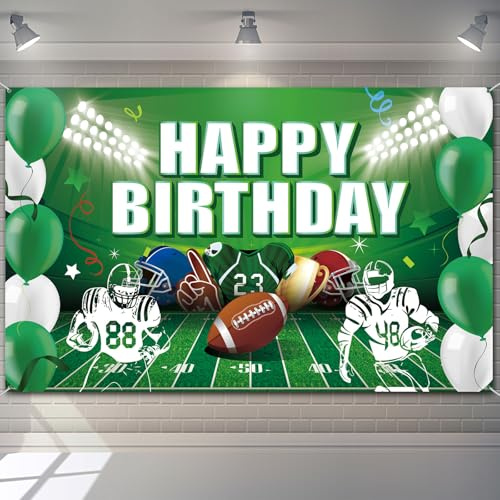 Toile de Fond Anniversaire de Football Bannière d'Anniversaire de Football Fournitures de Sport Jour de Match de Bol de Super Football Toile de Fond à Football, 70,8 x 43,3 Pouces