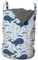 ABAKUHAUS Wal Wäschesack, Big Size Säugetier Fisch-Motiv, Wäschekorb mit Griffen Kordelzugverschluss für Waschsalons, 33 cm breit x 49 cm hoch, Baby Blue Mehrfarbig