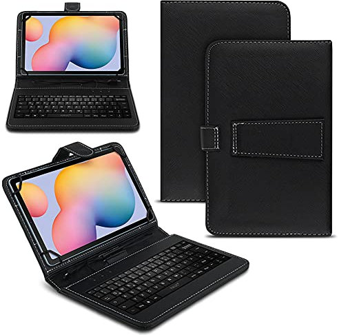NAUC Tablet Hülle kompatibel für Samsung Galaxy Tab A7 10.4 2020 Tasche Tastatur Universal Schutzhülle Keyboard QWERTZ Layout, Farben:Schwarz