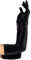 krautwear® Damen Handschuhe Spitze Ellenbogen Lang Abendhandschuhe Gerafft Braut Kurz Satin Schleife (Schwarz-069)