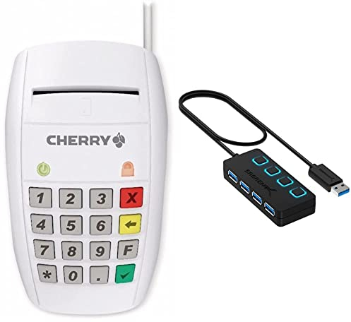 CHERRY ST-2100 Chipkartenleser & Sabrent USB HUB - 4-Port -USB 3.0 Hub mit einzelnen Power Schalter und LEDs (HB-UM43)