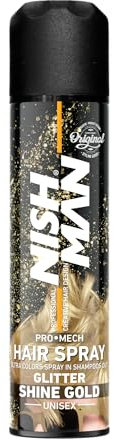 NISHMAN Temporary Hair Colour Spray for Kids – Glitter Shine Gold 150ml - Wash-Out Hair Dye for Boys & Girls – Children Fun Hairspray for Parties and Cosplay - Fancy Dress-up & Make-over