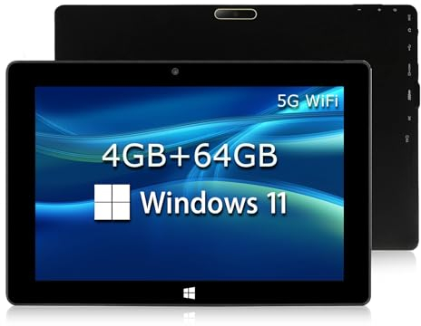 TPSPAD - Tableta táctil de 10 pulgadas, 6GB RAM 64GB Rom, Windows 11, HD 1280x800 IPS, 1.6GHz, procesador, 2MP + 5MP Dual Camera, Dual 3000mAh Battery, GPS, WiFi, Bluetooth 4.2, Tipo C, OTG