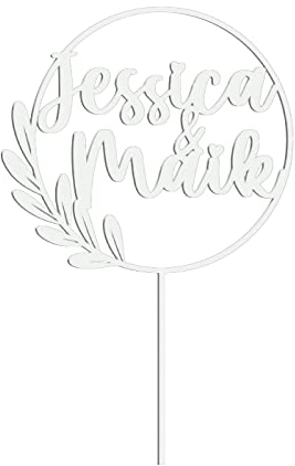 Cake Topper personalisiert mit Namen - Holz oder Acrylglas Dekoaccessoire Kuchen Torte Hochzeit Name Verlobung, Größen: 15, 20 und 25 cm