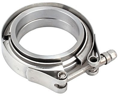 Bohaner 2.5 Inch 63mm Stainless Steel V-Band Clamp & Flat Flanges Kit Exhaust Pipe