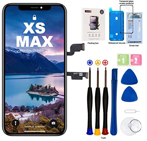 EFaith für iPhone XS Max Display Ersatz Bildschirm 6,5 Full HD Touch Screen Display Digitizer Montage mit Reparaturset Werkzeug + Bildschirmschutz + wasserdichte Dichtung + Gehärtetes Glas (LCD)