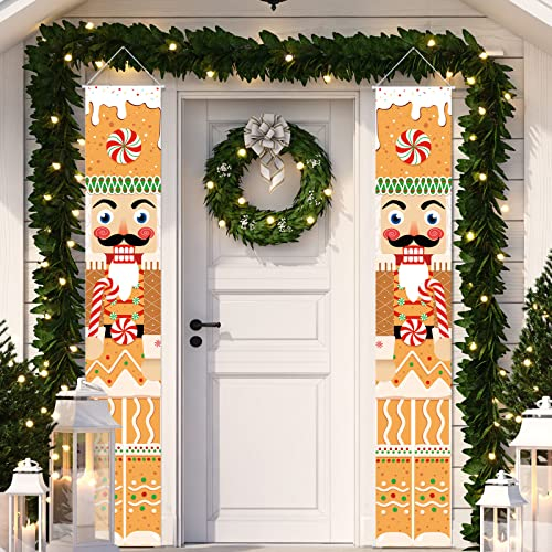 Tatuo Weihnachten Nussknacker Tür Banner Nussknacker Soldat Veranda Schilder Nussknacker Soldat Modell Tür Dekoration für Weihnachten Hof Indoor Outdoor Wand Party Zubehör Dekor (Lebkuchen)