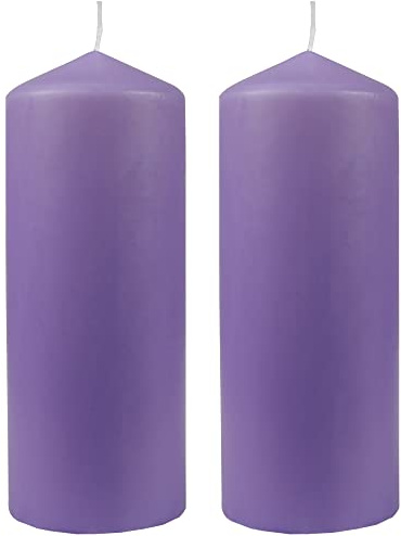 Bestgoodies Stumpenkerzen Wachskerzen Ø8cm x 20cm (2er Pack) Violett - Lange Brenndauer, Hergestellt in EU, Kerzen Blockkerzen - Wachs Stumpen
