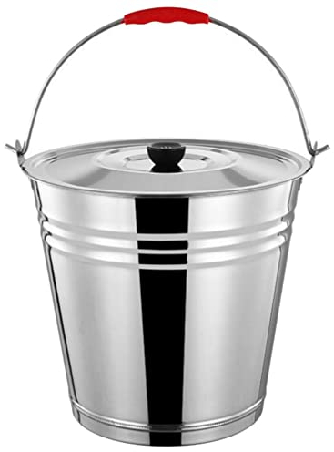Happyyami Holzkohleeimer Pelleteimer BBQ Asche Eimer Kohle Eimer Behälter Mit Deckel Feuereimer Aus Metall Kohlehalter Grease Keeper Ash Container 201 Edelstahl Brennendes Holz