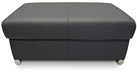 Quattro Meble Dunkelgraues Echtleder Toledo Anthrazite Hocker aufklappbar mit Stauraum Sitzhocker Rindsleder Sitzwürfel 75x55cm Fußhocker Polsterhocker Puff Echt Leder