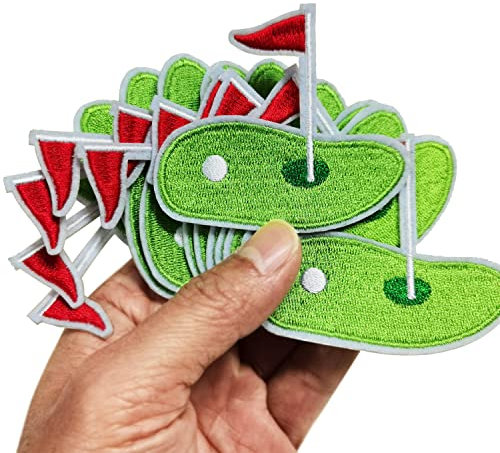 2.5x2.4 12pcs Golf Sport Green Grass Golf Course Iron On Embroidered Patches Appliques Machine Embroidery Needlecraft Decorate Hat Cap Bag Clothes Accessory