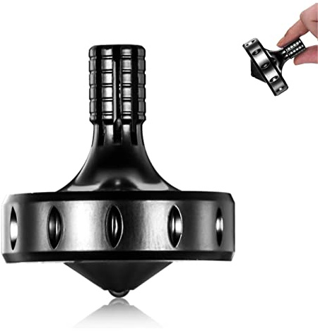 Präzisions kreisel aus Metall, perfekt ausbalanciert, sanfte Rotation, Lange Rotationszeit, leicht über 10 Minuten, tragbares EDC-Spielzeug (Schwarz S)