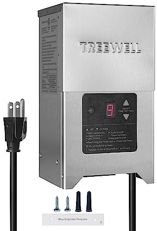 TREEWELL 300W Low Voltage Landscape Transformer, Outdoor Landscape Lighting Transformer with Photocell Sensor & Timer, 120V AC to 12V/15V AC, Stainless Steel Weatherproof Transformer, ETL Listed