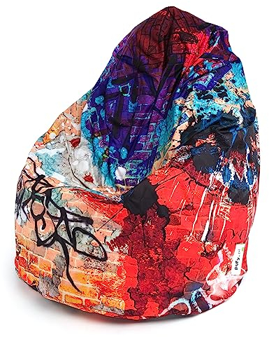 Ecopuf Mega Sako Sitzsack mit abnehmbarem Bezug, XL, Sitzsack aus Polyester, wasserdicht, Motiv: Design, Sitzsack für den Außenbereich, Sitzsack für den Innen- und Außenbereich, Maße: 85 x 135 cm