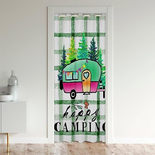 Loussiesd Wohnmobil Türvorhang 150x203cm für Tür Privatsphäre Wohnmobil Zubehör für Reiseanhänger 30%-50% Isolierter Wärmevorhang Büffelscheck Vorhang für Innentür Raumteiler