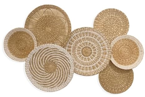 SUCHUBU Set mit 7 dekorativen Körben für Wohnkultur, Wandkorbdekoration, Wandkorb, Weiden-Wandkorb