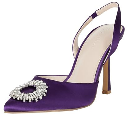 The Drop sandali da donna Klara, a punta, raso viola scuro, 39 EU