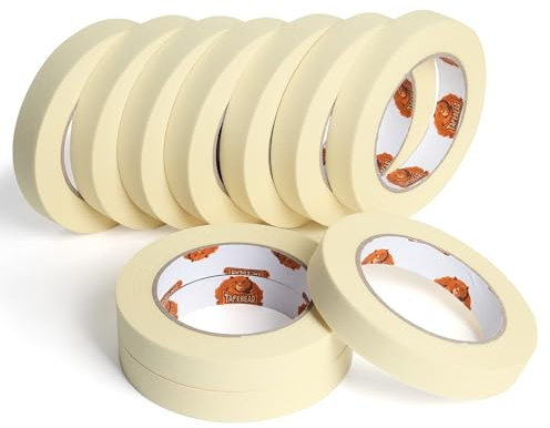 TAPEBEAR Kreppband Beige 18mm x 55m Universal-Abklebeband Malerband, Malerabdeckband Mehrzweck für Malerarbeiten, Dekoration, Kennzeichnung, DIY Kunsthandwerk, Home Office Schule Projekte, 10 Rollen