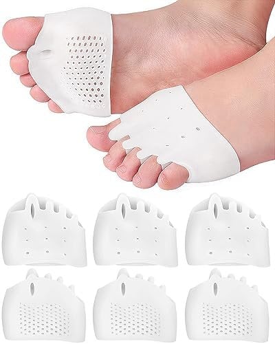 PGRODE Metatarsal Pads Toe Separators for Bunion Correction,Soft and Breathable Hammer Toe Corrector Toe Spacers for Women Men Feet Relief (3 Pairs)