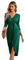 RPAEOY Vestido Mujer Elegante Cuello en V Bodycon con Pliegues Manga Larga Abertura Cóctel Lápiz Vestido de Fiesta Invitada Verde S