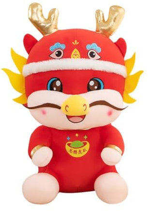 ISAKEN Jouet en Peluche de Dragon Chinois, poupée en Peluche de Dragon Chinois, poupée en Peluche de Dragon, poupée de Mascotte de Dragon pour Cadeaux d'anniversaire, Cadeaux de Noël