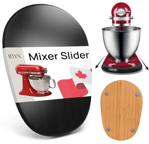 Ibyx Elegant Sliding Appliance Tray for Worktops – Roll-Out Base for Stand Mixer & Heavy Kitchen Appliances – Quiet Wheels, Bamboo