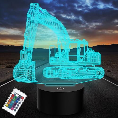 PONLCY Bagger Led Nachtlicht, 16 Farben 3D Illusion Lampe, Fernbedienung USB Schreibtischlampen, Schlafzimmer Dekoration Tischlampe für Kinder Weihnachten Geburtstag Geschenke