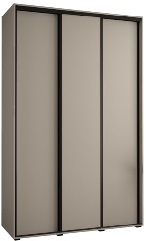 ABIKSMEBLE Dakota 1 Armario con Tres Puertas Correderas con Barra, Estantes - Armario de Almacenamiento Moderno para Dormitorio, Salón - 235,2x150x45cm - Cachemira Negro