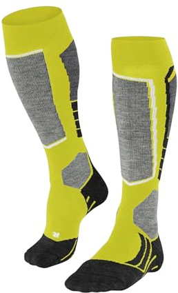 FALKE Herren Skisocken SK2 Intermediate M Kh Wolle Funktionsmaterial warm dick 1 Paar, Gelb Limelight 1086, 42-43
