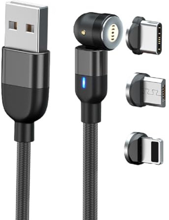 EVO market Cable Carga USB Magnetico 3 en 1, 3A Carga Rapida