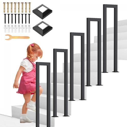 SCGSJZH Main Courante pour Escalier Interieur, Rampe Escalier en Forme de U Métal, Garde Corps Escalier en Fer Forgé, Balcons/Couloirs/Appartements Balustrade, Noire (110cm)