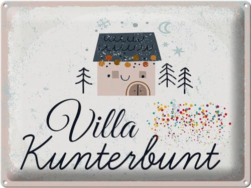 Blechschild 40 x 30 cm Villa Kunterbunt - DekoNo7
