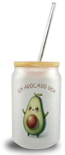 speecheese Trinkglas mit Bambusdeckel Spruch Liebe Süß Avocado mit | Bambusdeckel mit Ich Avocado dich im Glas Liebenswert Putziges Geschenk Bezaubernd Reizend