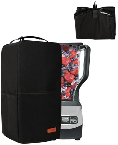 CROTIRAD Hanging Blender Cover Compatible with Ninja BL660 Blender, Foldable Dust Cover with Accessory Pockets for Kitchen Blender, Black Quilted