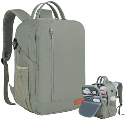 VMIKIV Sac à Dos 40x30x20 pour Ryanair Bagage Cabine pour Wizz Air Sac de Voyage Femme pour Vueling Ordinateur Portable Bagage à Main 45x36x20 pour Easyjet Homme,Travail,Loisir,45x36x20,Marron Vert