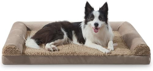 FURTIME Orthopädisches Hundebett Grosse Hunde Ergonomisches Hundekissen - 89x64 cm Hundesofa Waschbares Hundekissen (Braun, L - L 89 x B 64 x H 17 cm)