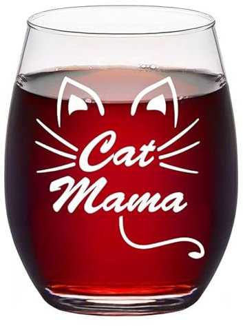 Joymaking Weinglas Mit Cat Mama für Frauen - Geburtstagsgeschenk, Katzenliebhaber Deko, Geschenk für Frauen 17oz