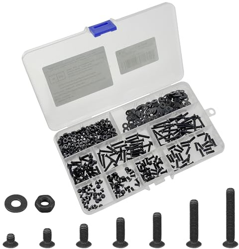 510 PCS M3 Black Phillips Countersunk Bolts and Nuts Set