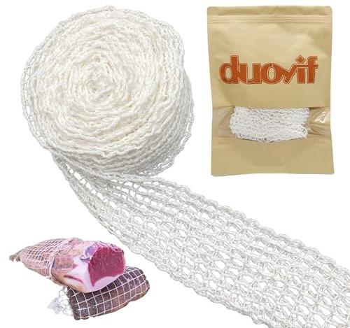 duoyif Fleischnetz Für Rollbraten Netz, Bratennetz Rollbratennetz Räuchernetz Schinkennetz, Baumwoll Netzoom Aufbewahren Braten Kochen Von Fleisch, Bratennetz Kaliber 16 Elastische 5 Meter (5m)