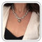 Xduargs Punk Chunky Link Chain Necklace Thick Cuban Chain Necklace Gold Curb Chain Choker Necklace Gothic Large Ball Chain Necklace Jewelry for Women（Silver）