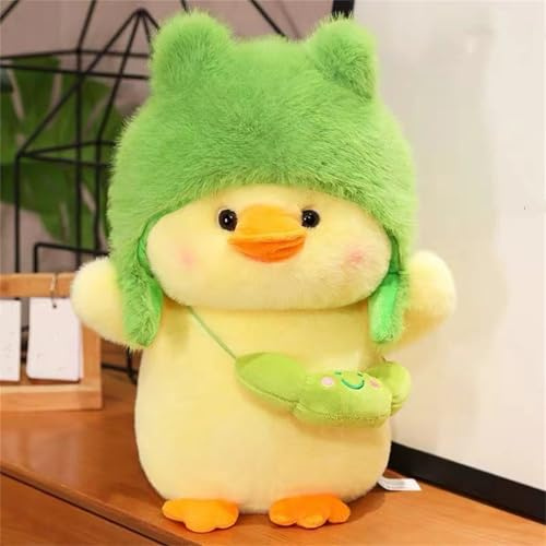 Enten Kuscheltier, Enten Plüschtier Groß, Süßes Frühlingsausflug Ente Mit Hut Plüsch Spielzeug, Hut Abnehmbare Ente Stofftier Flauschig Kissen Zum Kuscheln, Spielen Für Geschenke (Gelb, 25 cm)