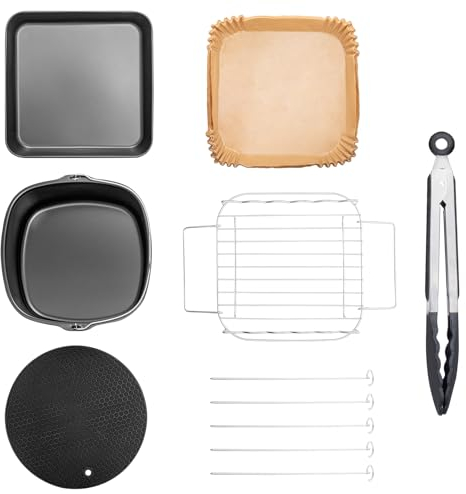 MorNon Heißluftfritteuse Zubehör 21cm Silikon Backform Für Fits Cosori 5.5 L, XXL 5.5 Litre Square XL Hot Air Fryers Airfryer Silikonbackformen Air Fryer Accessories Silikoneinsatz Zubehör(6stk ?