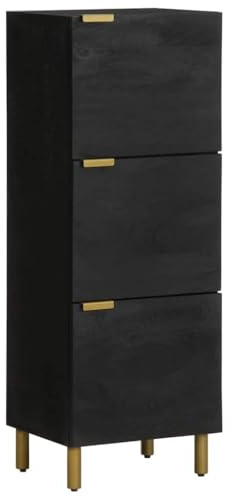 vidaXL Highboard Schwarz 40x33x110 cm Holzwerkstoff, Sideboard, Kommode. Aufbewahrungsmöbel, Beistellschrank, Anrichte, Hochschrank, Highboard schmal