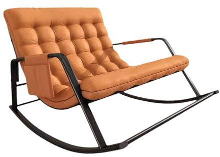 FLCPJGV Doppel-Schaukelstuhl Loungesessel mit Rückenlehne Entspannender Liegestuhl für Wohnzimmermöbel, Orange