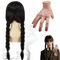Wednesday Händchen, Wednesday Perücke, Eiskaltes Händchen, Schwarze Geflochtene Perücken, Wednesday Family Hand, Latex Händchen, Realistic Scarred Händchen, für Cosplay Party Fasching Karneval